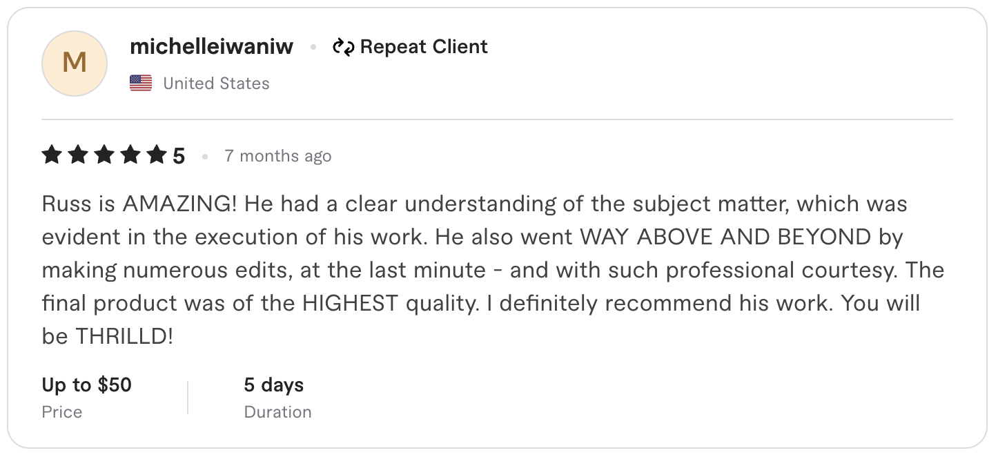 Fiverr review screenshot 4